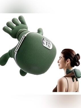 Neck and Shoulder Massager with Soft Green Cover Portable Relaxation Device NEW